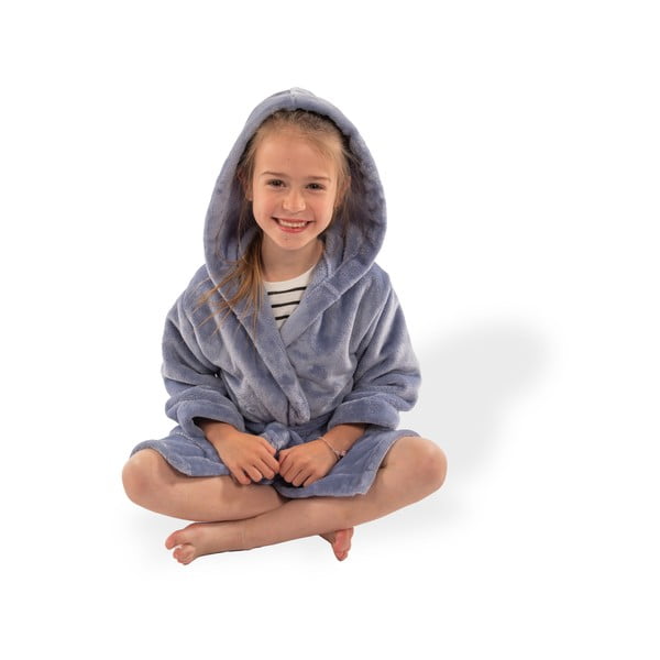 Zils mikroplīša bērnu halāts Delux – Tiseco Home Studio-image-3