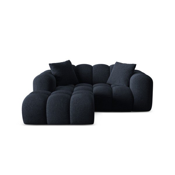 Tumši zils stūra dīvāns no šenila auduma (ar kreiso stūri/ar zvilni) Treno – Cosmopolitan Design