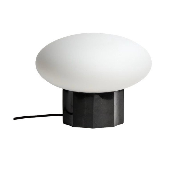 Balta/melna metāla galda lampa ar stikla abažūru (augstums 20 cm) Idela – Kave Home