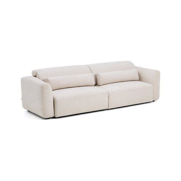 Bēšs regulējams/salokāms dīvāns no šenila auduma ar zvilni 290 cm Lares – Kave Home-image-3