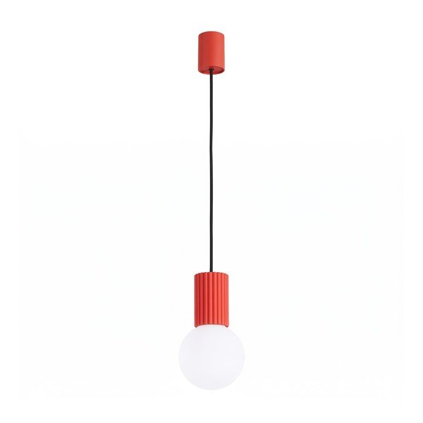 Sarkana piekaramā lampa no opāla stikla ø 12 cm Orbital – Sollux