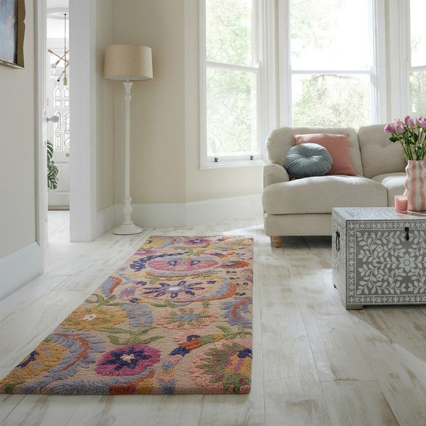 Ar rokām darināts vilnas celiņa paklājs 80x300 cm Amira Floral  – Flair Rugs-image-1