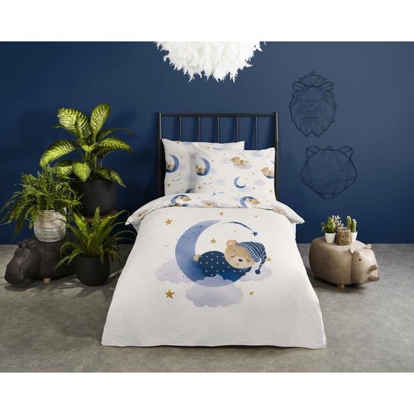 Kokvilnas bērnu gultas veļa vienvietīgai gultai 140x200 cm – Good Morning-image-1