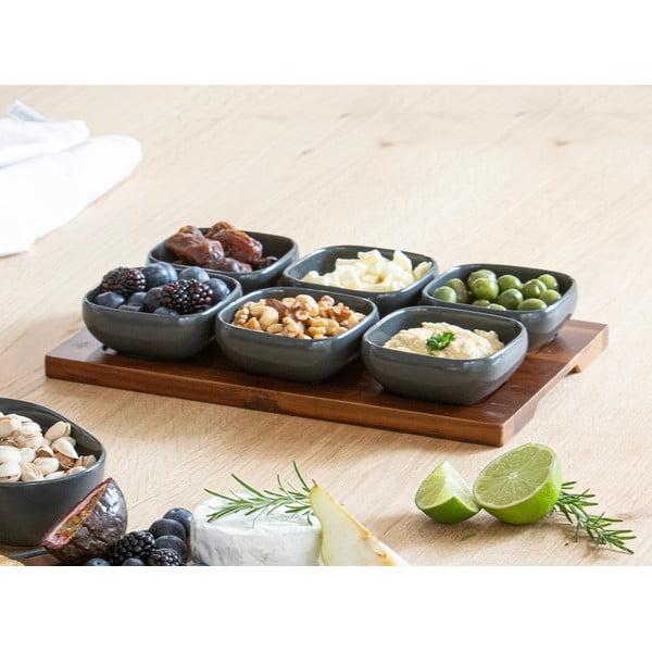 Antracīta pelēks porcelāna servēšanas trauku komplekts (6 gab.) Essentials – Ladelle-image-1