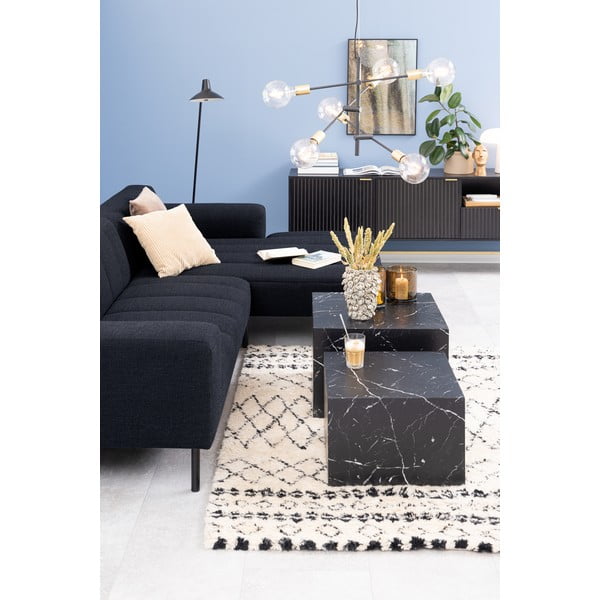 Melni žurnālgaldiņi ar marmora imitāciju (2 gab.) 58x58 cm Dice – Actona-image-2