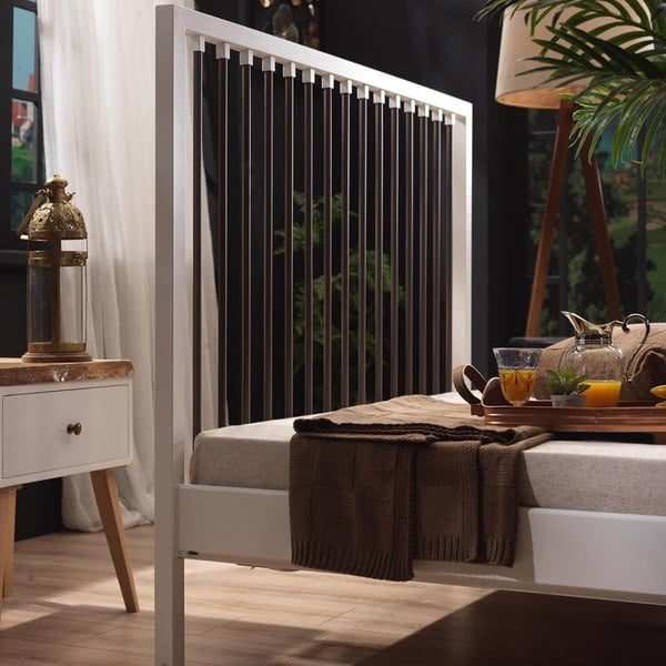 Balta metāla divvietīga gulta ar režģi 180x200 cm Breeze – Kalune Design-image-1