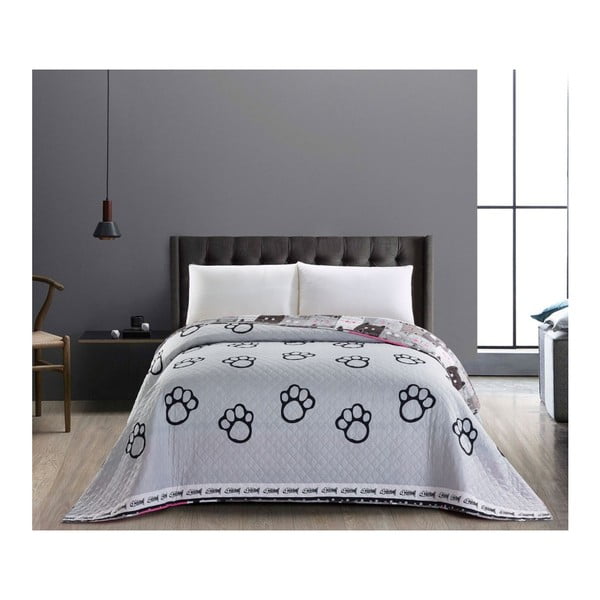 Abpusējs pelēks mikrošķiedras pārklājs DecoKing Cat Invasion, 220 x 240 cm-image-1