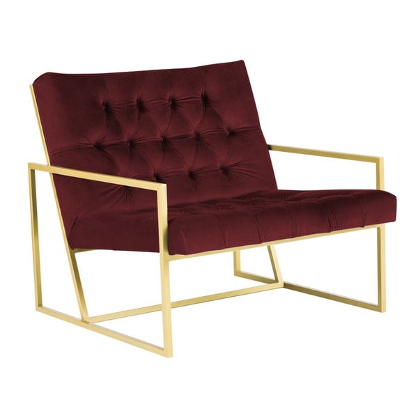 Vīna sarkans krēsls ar zeltainu struktūru Mazzini Sofas Bono