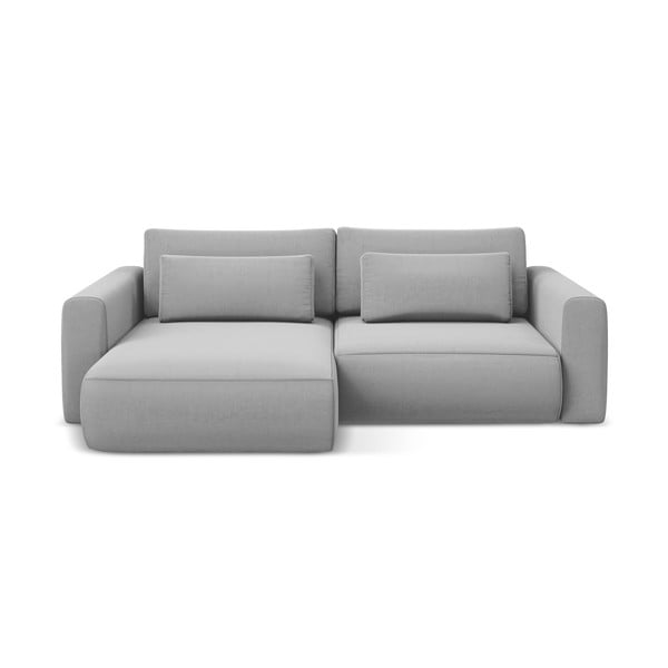 Gaiši pelēks samta salokāms/ar uzglabāšanas vietu stūra dīvāns (ar kreiso stūri/ar zvilni) Kapua – Makamii