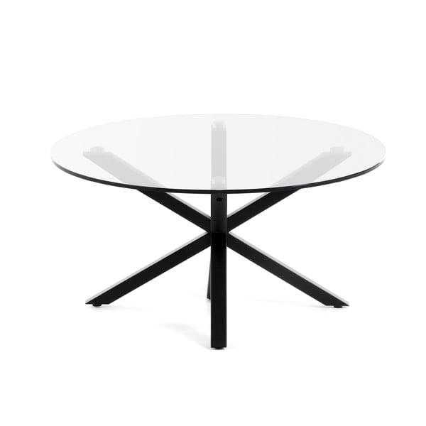 Melns apaļš žurnālgaldiņš ar stikla galda virsmu ø 82 cm Argo – Kave Home