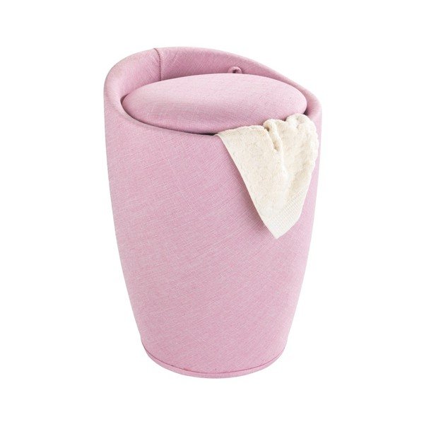 Rozā veļas grozs un taburete vienā Wenko Linen Look, 20 l-image-3