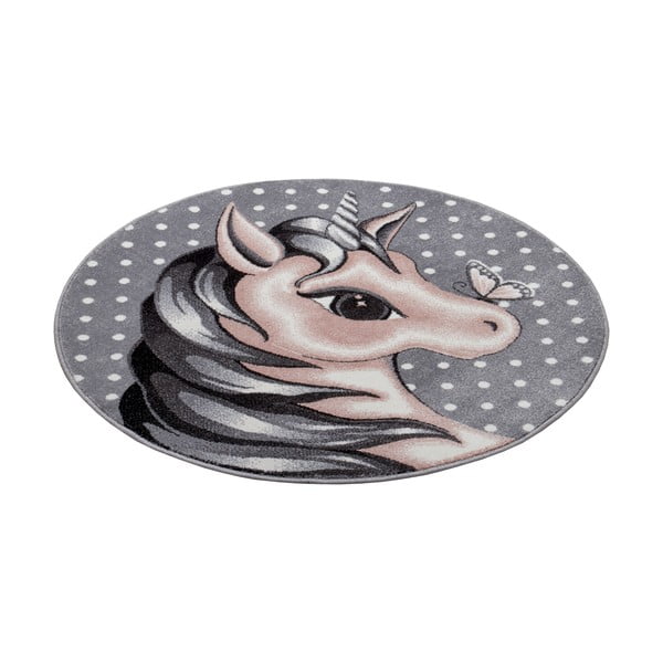 Pelēks bērnu paklājs ø 133 cm Cute Unicorn – Hanse Home-image-2