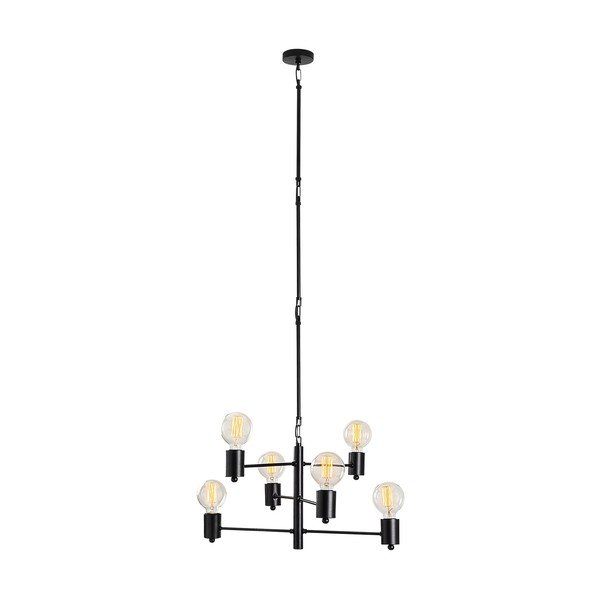 Melna griestu lampa ar 6 spuldzēm Opviq lights Hexa Long-image-2