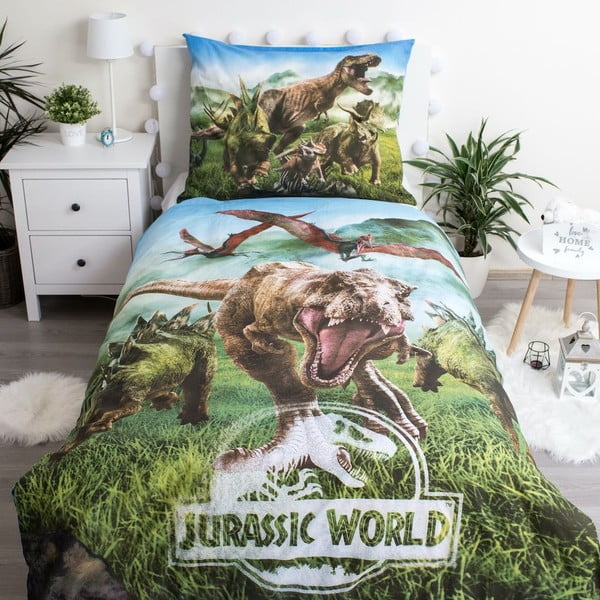 Vienguļamā kokvilnas bērnu gultas veļa 140x200 cm Jurassic World – Jerry Fabrics-image-3