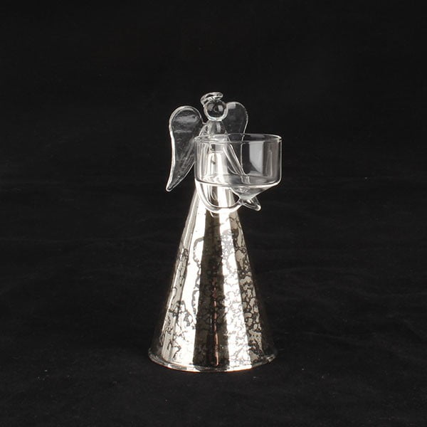 Stikla svečturis ar eņģeli Dakls, augstums 15 cm