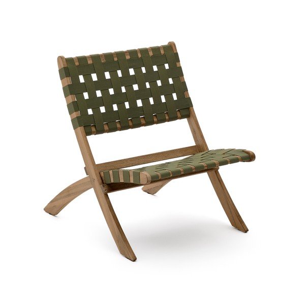 Zaļš masīvkoka dārza atpūtas krēsls Chabeli – Kave Home