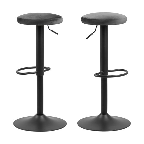 Pelēka polsterēta bāra taburete ar regulējamu augstumu (sēdekļa augstums 62 cm) Finch – Actona-image-3