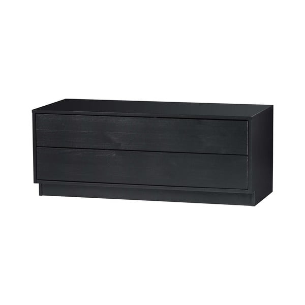 Melns priedes masīvkoka modulārais TV galdiņš 100x40 cm Finca – WOOOD-image-3