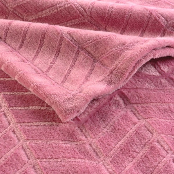 Rozā gultas pārklājs no mikroflaneļa 180x220 cm Arya – douceur d'intérieur-image-2