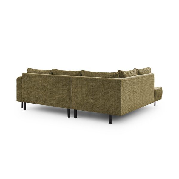 Zaļš stūra dīvāns no šenila auduma (ar kreiso stūri/L veida) Mauris  – Ropez-image-3