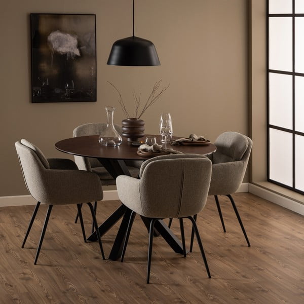 Bēšs polsterēts ēdamistabas krēsls ar roku balstiem Dora – Actona-image-1