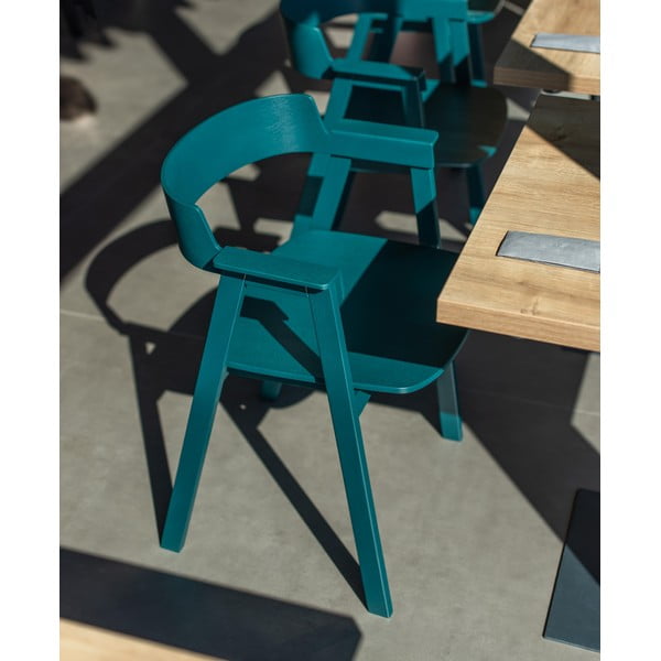 Zaļganzils ozola masīvkoka pusdienu krēsls ar roku balstiem Flip – Gazzda-image-1