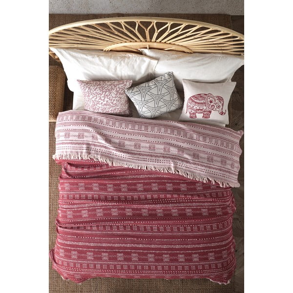 Sarkans kokvilnas pārklājs divguļamai gultai 220x240 cm Ikona – Mijolnir