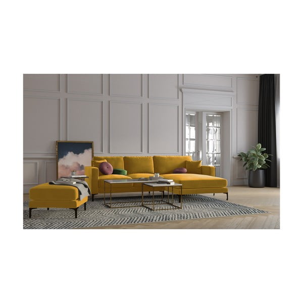 Dzeltens samta kāju soliņš Kooko Home Harmony-image-4