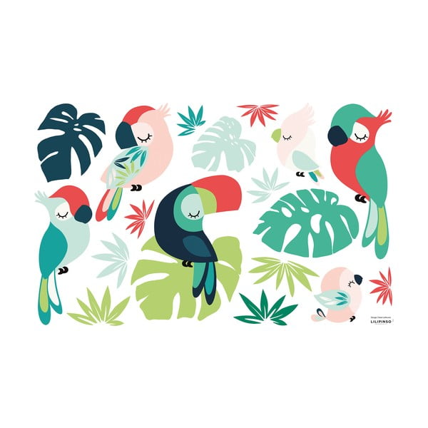 Uzlīmju loksne 64x40 cm Monstera Toucan Perroquets – Lilipinso