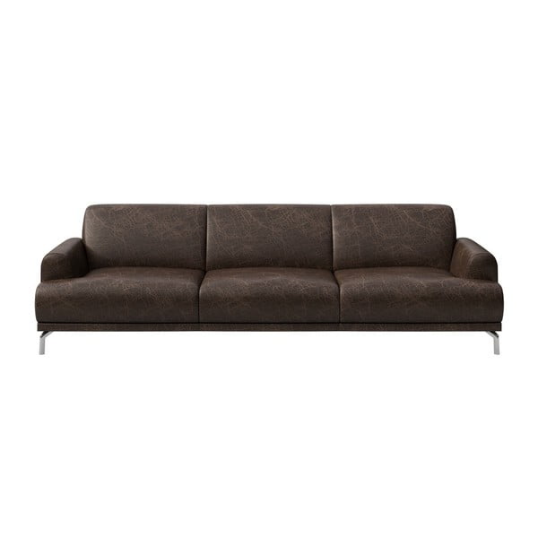 Tumši brūns ādas dīvāns MESONICA Puzo, 240 cm