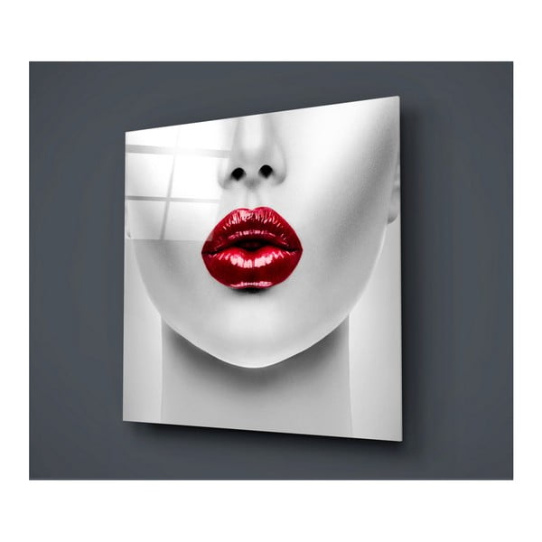 Stikla glezna Insigne Lips Rojo, 50 x 50 cm