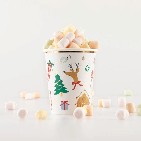Papīra vienreizlietojamās glāzītes (8 gab.) Jolly Christmas – Meri Meri-image-1