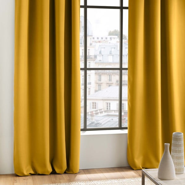 Dzeltens gaismu necaurlaidīgs aizkars 135x280 cm Occult – douceur d'intérieur-image-2