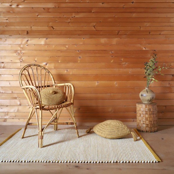 Dzeltens paklājs ar vilnu 170x110 cm Bergen – Nattiot-image-1