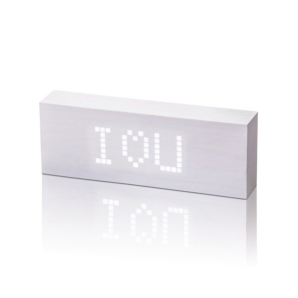 Balts modinātājs ar baltu LED displeju Gingko Message Click Clock-image-2