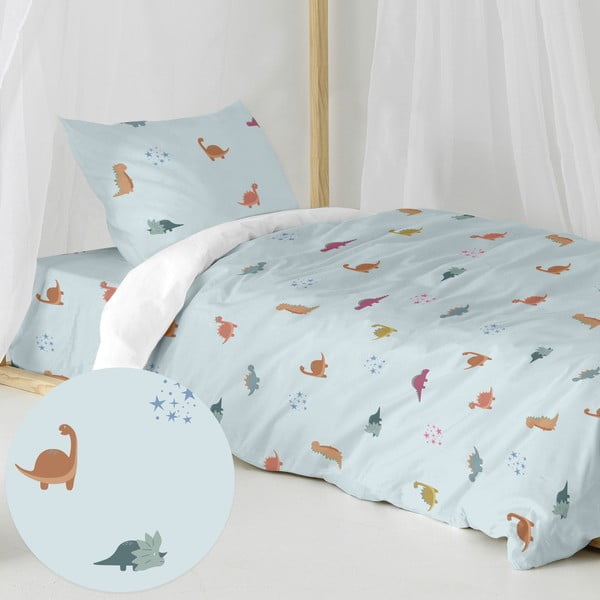Vienguļamā kokvilnas bērnu gultas veļa 140x200 cm Mini dinosaur – Happy Friday