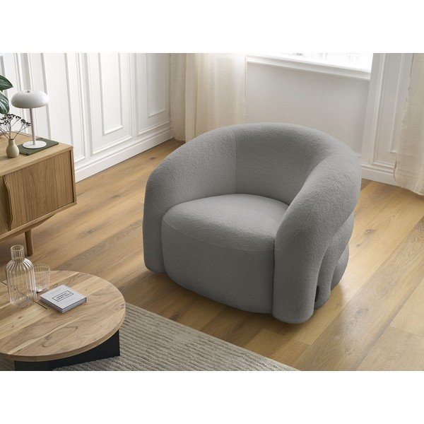 Pelēks grozāms atpūtas krēsls no buklē auduma Elina – Bobochic Paris-image-1