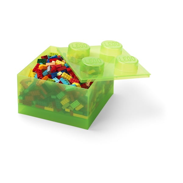 Zaļa plastmasas uzglabāšanas kaste bērniem 25x25x18 cm – LEGO®