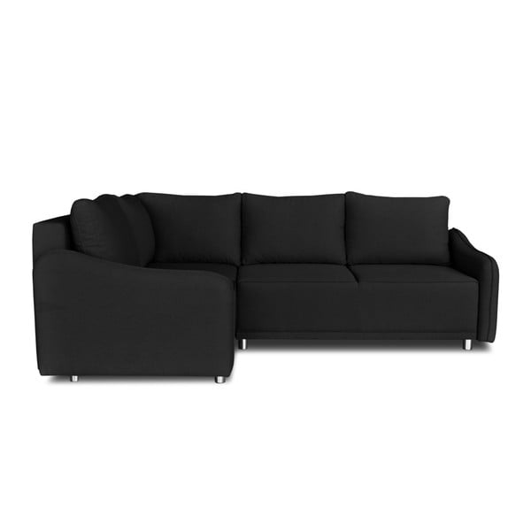 Melna stūra dīvāns-guļamā gulta Windsor & Co. Dīvāni Delta, kreisais stūris