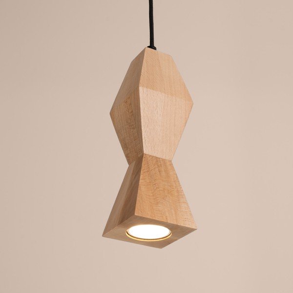 Dabīga toņa dižskābarža masīvkoka piekaramā lampa ø 8 cm Cubo – Sollux-image-3