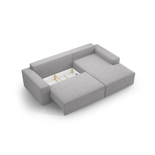 Gaiši pelēks salokāms stūra dīvāns no buklē auduma (ar labo stūri) Jodie – Micadoni Home-image-4