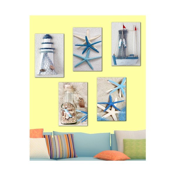 5 gleznu komplekts Tablo Center Blue Sea-image-1