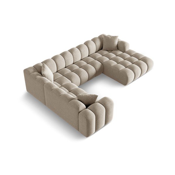 Gaiši brūns stūra dīvāns no šenila auduma (ar kreiso stūri/U veida) Treno – Cosmopolitan Design-image-2