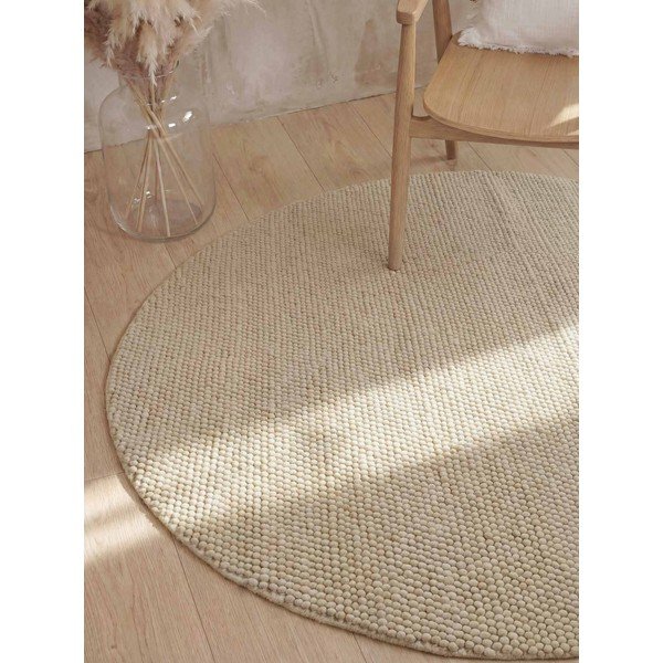 Bēšs ar rokām darināts vilnas apaļš paklājs ø 200 cm Richmond Diana – Ted Baker-image-1