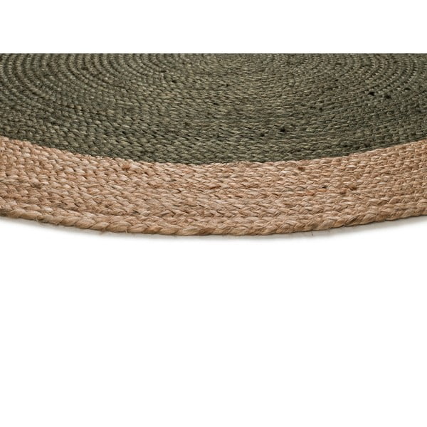 Zaļš/dabīga toņa apaļš paklājs ø 90 cm Mahon – Universal-image-3