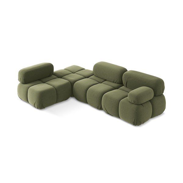 Gaiši zaļš samta modulārais stūra dīvāns (ar kreiso stūri) Lokua – Makamii-image-2