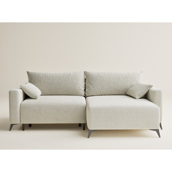 Krēmkrāsas salokāms stūra dīvāns no šenila auduma ar uzglabāšanas vietu (ar labo stūri/ar zvilni) Leon – Maison de Rêve-image-2