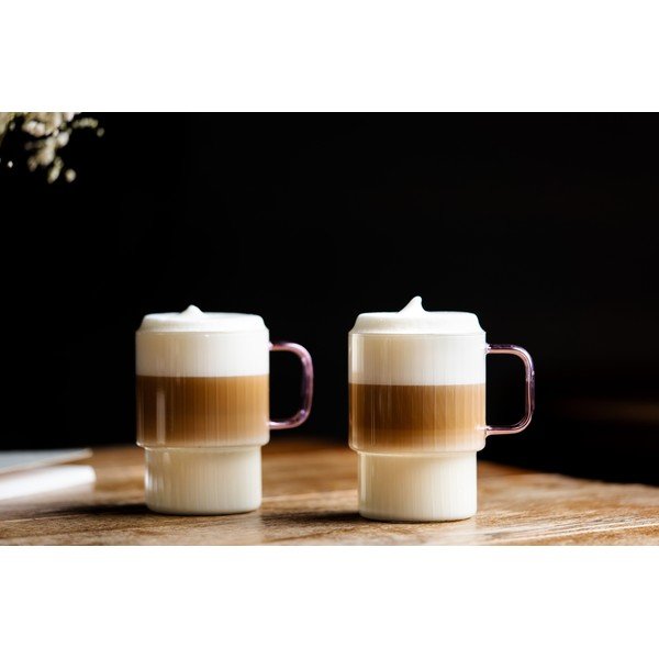 Rozā kapučīno stikla krūzes (2 gab.) 350 ml Livio – Vialli Design-image-1