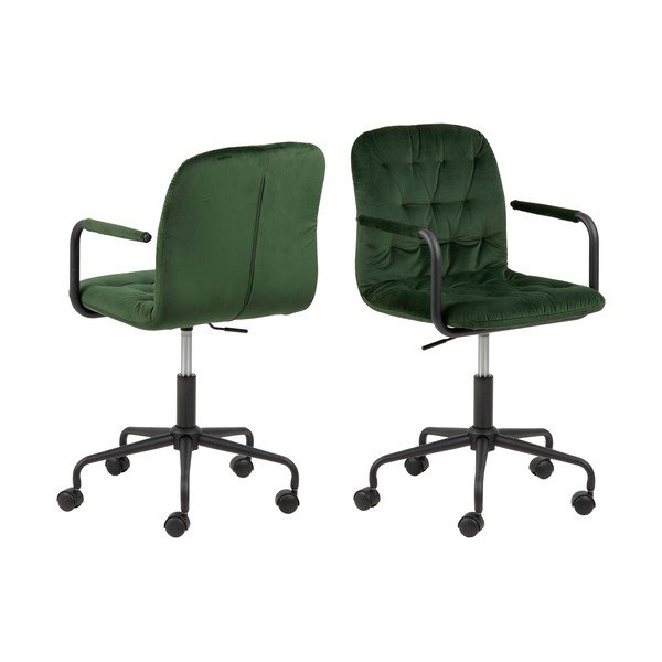 Zaļš biroja krēsls ar samta apdari Actona Wendy-image-4