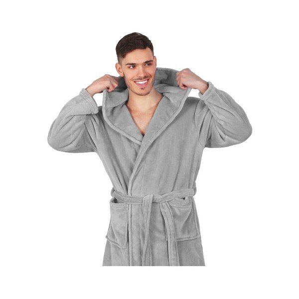DecoKing Robby pelēks mikrošķiedras halāts, XS izmērs-image-3